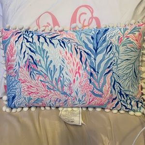 Lilly Pulitzer tassle pillow in Kaleidoscope Coral